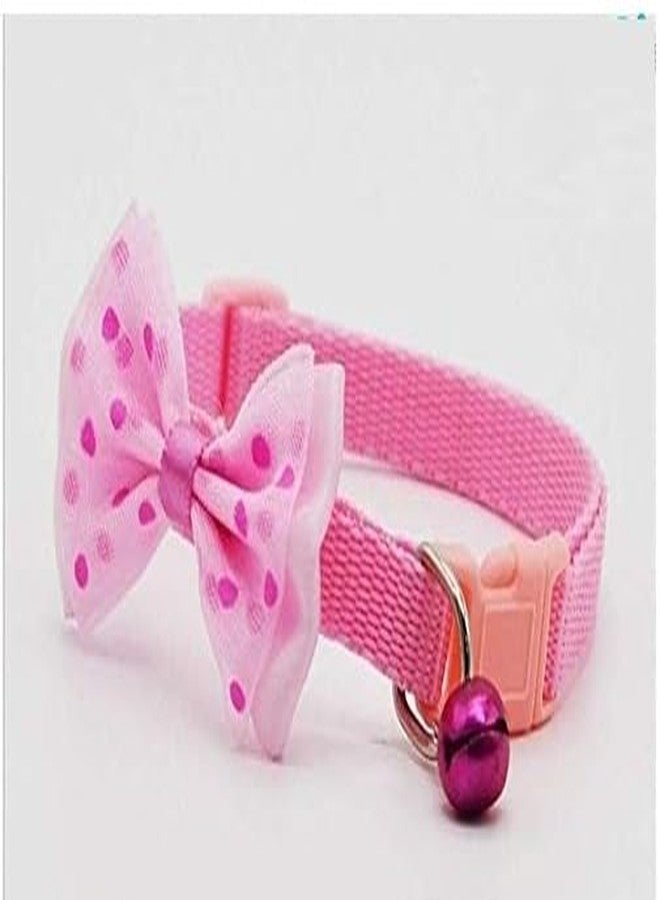 GOLD MAX Cat Collars Color Full with Bell & Bow, Kitten & Small Dogs Soft Adjustable Collar Safe, Solid & Protection for Cats & Puppies, Cute Kitty Neckband with Bow Design (Pink)-10 Cm X 8 Cm - Image 2